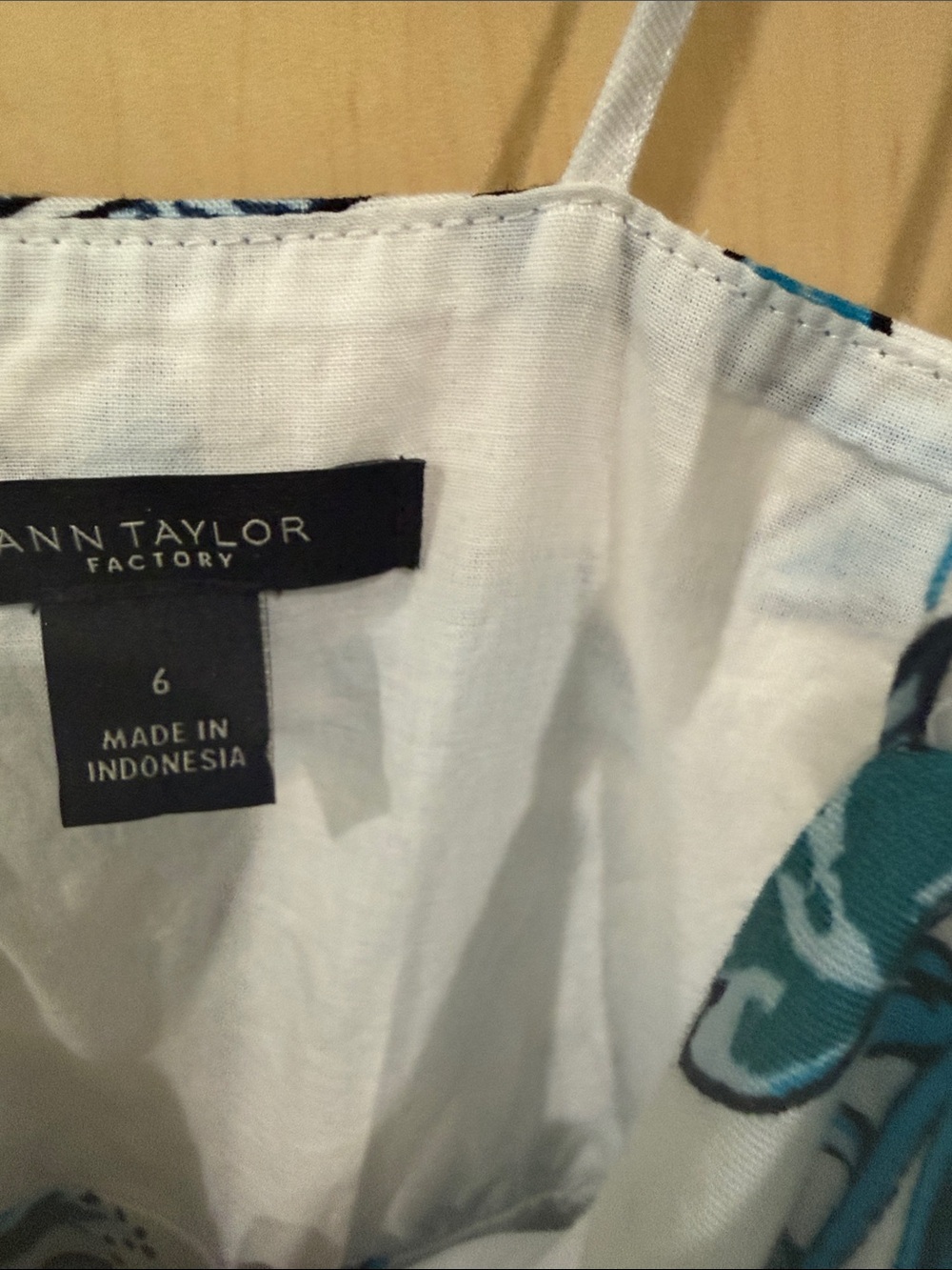 Ann Taylor White Dress with Teal & Blue Floral Print - Picture 2 of 3
